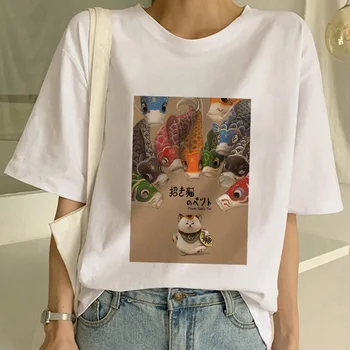 Femei T-shirt Sushi Cat de Desene animate Drăguț Imprimare femei T shirt Ulzzang Harajuku 90 de Fetele lui T Gât Rotund maneca scurta Doamna mujer