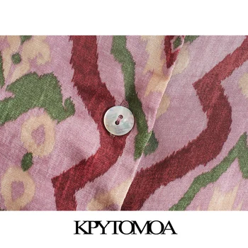 KPYTOMOA Femei 2021 Moda Tipărite Confortabil Bluze Vintage cu Maneci Lungi Buton-up Feminin Tricouri Topuri Chic