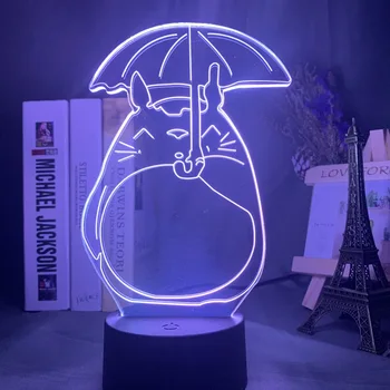 Anime-ul japonez Vecinul Meu Totoro Deschide O Umbrelă Dormitor Lumina de Noapte Led Lampa 3D Iluzia de Lumină pentru Fete Copii Cadou de Ziua de nastere