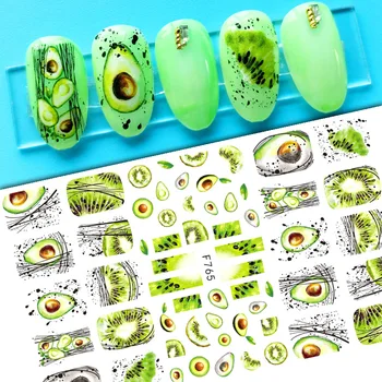 1 Foaie de Nail Art 3D Autocolante Avocado Fructe Proaspete Verde Decalcomanii Sfaturi Degetul Decoratiuni Manichiura Pedichiura