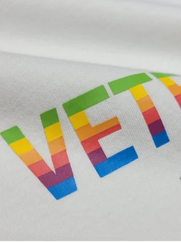 VETEMENTS Rainbow Logo T-shirt pentru Bărbați Femei 1:1 cea Mai buna Calitate GÂNDESC DIFERIT Scrisori de Imprimare VETEMENTS Broderie Tee VTM Topuri