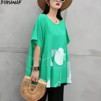 DIMANAF 2021 Supradimensionat Femei Bluza, Camasi cu Buline Mozaic Vintage Casual de Vara pentru Femeie Supradimensionat Coreea Stil Mare Tricouri