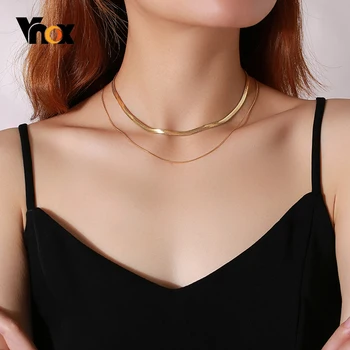 Vnox Simplu Șarpe Lanț Cravată Coliere pentru Femei, Minimalist Inoxidabil Stteel Metal Guler Neck Bijuterii,1/4 MM Lățime
