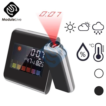 Creative Color LCD Digital de Proiectie Ceas cu Alarmă Temperatură Umiditate Termometru Higrometru Birou CONDUS Timp Proiector Calendar