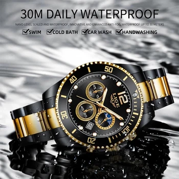 LIGE mens ceasuri de top de brand de moda de lux de afaceri ceas pentru bărbați din oțel inoxidabil rezistent la apa Ceasuri Relogio Masculino+Cutie