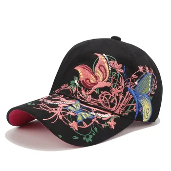 Stil coreean Paiete Brodate Fluture Brodat Șapcă de Baseball Ruj Valul Pălărie de sex Feminin Capac