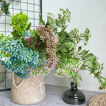 Boabe de NOI ramură cu frunze, flori artificiale pentru casa gradina DIY decorare fals plante flores artificiales