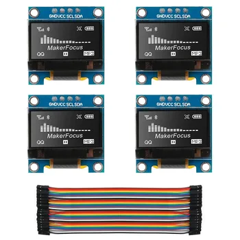 4buc I2C OLED 0.96 Inch OLED Display Module IIC SSD1306 128 64 LCD Alb, cu Cablu DuPont 40-Pini de sex Masculin la Feminin