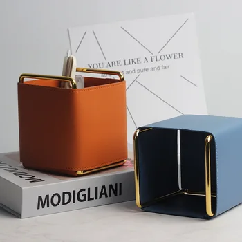 Nordic creative din piele galvanizare fier desktop cosmetice cutie living control de la distanță cutie de depozitare containere cosmetice