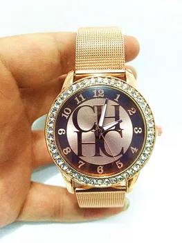 Moda Stras Femei Ceasuri de Lux Doamnelor Rochie de Cristal Plasă din Oțel Inoxidabil Cuarț Ceasuri de mana cu Bratara kadin izle Ceas