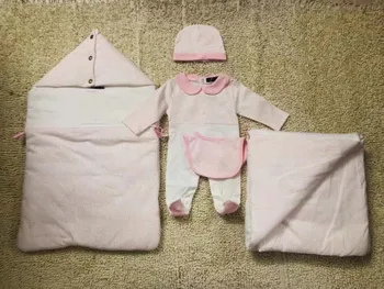2021 Nou scrisoarea Imprimate Roz Albastru romper +hat +bavete+Blacket +sac de dormit 5pieces/set pentru nou-născut copilul îmbrăcăminte pentru Copii
