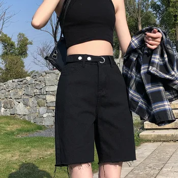 Femei Pantaloni Scurti Din Denim Jean De Moda De Sex Feminin Coreeană Ciucure Solidă Plus Dimensiune Casual Blackhigh Talie Pantaloni Scurți Bej Skyblue Gri Strada