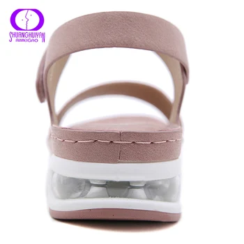 Confort Pernă De Aer Femeile Sclipici Sandale Bling Bling Casual, Office Cariera Pu Piele Sandale Platforma Lumina Velcro Pantofi De Vara
