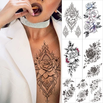 Valori Rezistent La Apa Temporar Maneca Tatooo Autocolante Orhidee, Iasomie, Floare De Bijuterii Brațul Tatuaj Body Art Fals Tatoo Om Femeile