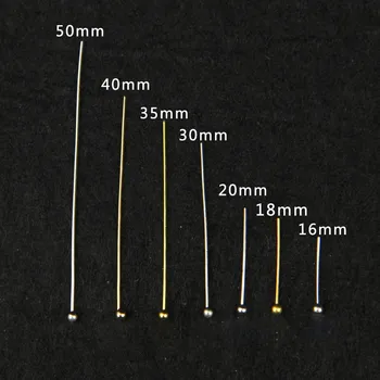 200Pcs/Lot Lungime 16/20/25/30/35/40/50 mm de Culoare de Aur Minge de Metal Conector pentru Bijuterii Diy Face Constatări Cap Ace Dia 0,5 mm