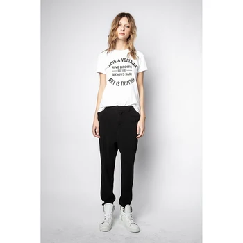2021 Nou de Bună Calitate Pret de Fabrica de Moda de Vânzare Fierbinte Femei Scrisoare Clasic din Bumbac Imprimat Split cu Mânecă Scurtă T-Shirt