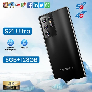 S21 Ultra 5.0 Inch Versiune Globală de Smartphone Full HD cu Ecran 6GB+128GB Android 16MP+32MP Camera 5000mAh Baterie Mare Telefon Mobil