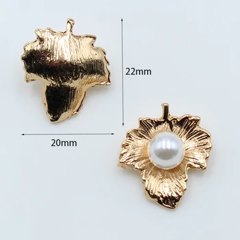 10buc/lot DIY Coase Pe 22*20mm medalii de Aur Frunze Perla Butoane Pentru Imbracaminte Decor Bijuterii din Aliaj Butonul Înfrumusețarea Accesorii