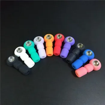 Culoare aleatorii de Silicon Fumat Pipa cu inox Vas Incasabil Mână conducta de Silicon Tutun de pipă, accesorii de fumat