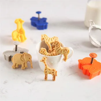 4buc Animale Zoo Forma de Leu, Girafa, Zebra, Elefant Cookie Biscuiti Pistonul Freze Mucegai Tort de Decorare Instrumente de Copt Sugarcraft