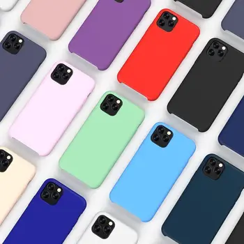 Oficial Original Lichide de Silicon Telefon Caz Pentru iPhone 12 mini Pro Max Color Cover Pentru iPhone 7 8 6 S Plus 11 Pro X S Max Xr