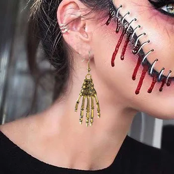 Retro Schelet Cercel Punk Stil Craniu Urechi Cârlige pe o Parte Legăna Cercei pentru Femei Barbati Cadou de Ziua de Halloween