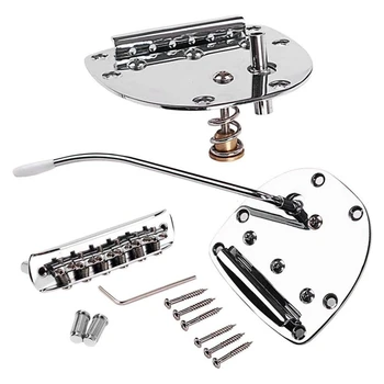Metal Tremolo Bridge Șuruburi Set Chei pentru Mustang Jazzmaster Chitara Înlocuire Accesorii Operare Ușoară - Argint
