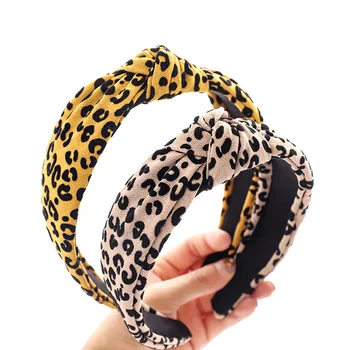 Femei Bentita Pălărie Retro Leopard De Imprimare Bentițe De Sus Nod De Spălare De Păr Față De Hoop Bezel Pânză Femei Accesorii De Par