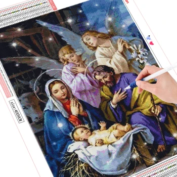 HUACAN 3D Diamond Broderie Pictura de Naștere lui Isus Full Pătrat Rotund Burghiu Mozaic Religie Imagine De Stras Cadou Handmade