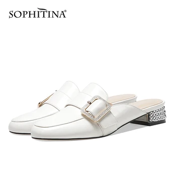 SOPHITINA Femei Papuci de casă Clasice Catâri Pearl Stras Premium Pantofi din Piele Cataramă de Confort de Vară de Moda Pantofi de damă DO147