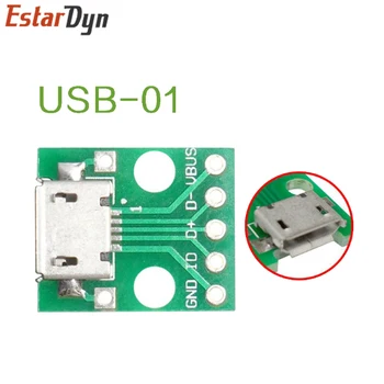 MICRO USB La BAIE Adaptor 5pin Femeie Conector de Tip B PCB Converter Breadboard Comutator de Bord SMT Mama Scaun