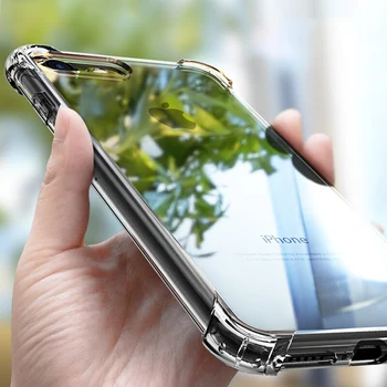 De lux Transparent, rezistent la Șocuri Silicon de Caz Pentru iPhone 11 X Xr Xs Max Cazul 12 11 Pro Max 8 7 6s Plus SE Caz de Silicon Capac Spate