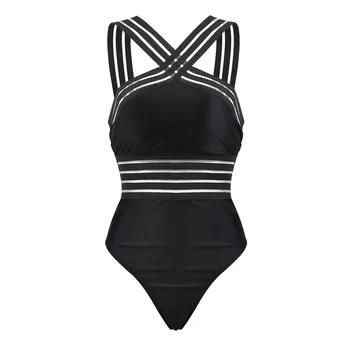 Sexy Negru cu Dungi Set de Bikini femeii Bandaj Push Up, Costume de baie, costume de Baie Plaja Costum de Baie O singură Bucată de costume de Baie Femei 2021 R5
