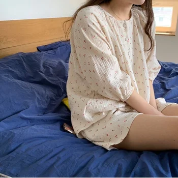 Flori imprimate Seturi de Pijama Kawaii Pierde Două Piese Homewear Stil Japonez de Vară Confortabil Student Casual Noi Fete Adolescente Ins