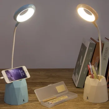 Creative USB Lumina Tabelul Dormitor Modern Studiu de Led-uri Lampa de Birou Pen Container de Protecție a Ochilor Inel Lampă de Masă