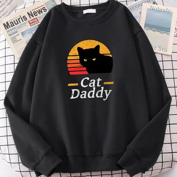 Pisica Neagra Tati Imprimare Hoodys Oameni Amuzant Hip Hop Streetwears Toamna Noua Simplitate Hoodies O-Gât Vrac Haine Barbati Bluze