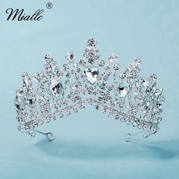 Miallo Coroana de Cristal Mireasa Nunta Accesorii de Par pentru Femei Bijuterii de Păr Petrecere Rhinsestone Diademe și Coroane de Onoare Cadou