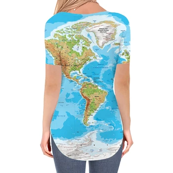 KYKU harta lumii Tricou Femei Pământ V-neck Tricou roman tricouri 3d Femei Îmbrăcăminte de Moda Stil Rece de Înaltă Calitate