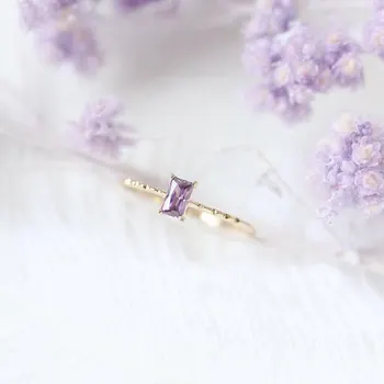 1buc Rafinat Violet Dreptunghiular de Cristal Inel de Cuplu Inel de Logodna Moda Bijuterii Cadou