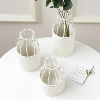 Modern Vas Ceramic de Flori Plantat cu Raft de Fier Suculente Ghiveci Gradina Decorative Vaza de Flori fără Plante