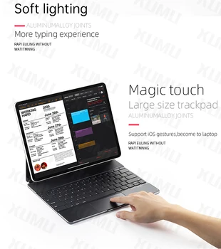 DOQO Aliaj de Aluminiu de Metal Magic Trackpad Înapoi Lumina Caz de Tastatură 360 Magnetic Rotativ Pentru iPad Pro 12.9 2018 2021 2020 de Acoperire