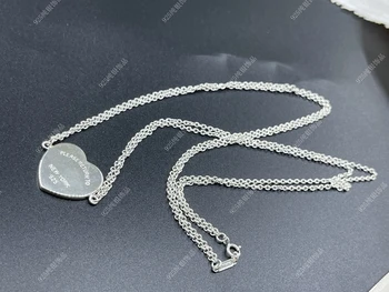 Argint 925 cupluri in forma de inima pandantiv colier clasic la modă pentru bărbați și femei
