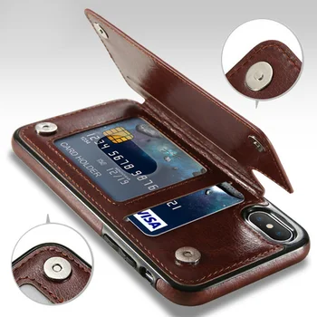 De lux Slim Fit Premium, Coperta din Piele Pentru iPhone 11 12 mini Pro XR XS Max X 6 6s 7 8 Plus Portofel Sloturi pentru Carduri de Flip case rezistent la Șocuri