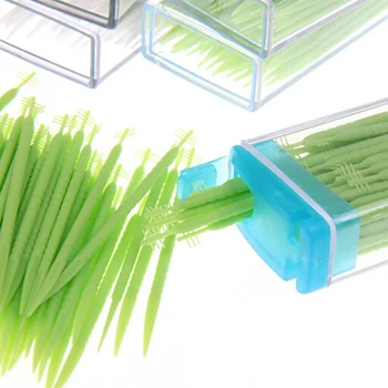 NOU Portabil din material Plastic Scobitoare 50 Ambalaj Cutie Verde Miros Orală scobitori