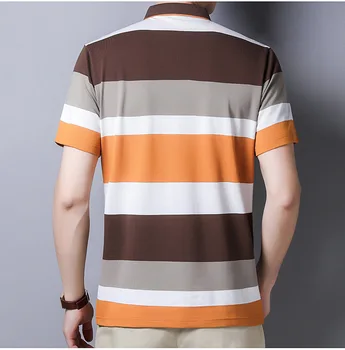 ISurvivor 2021 Vara Noi de Moda pentru Bărbați Urban cu Dungi Rever Casual T-shirt pentru Tineret de Auto-cultivare Contrast Mâneci Scurte