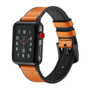 Silicon+curea din Piele pentru Apple watch band 44mm 40mm iWatch 3 curea 42 mm 38mm curea bratara pentru Apple watch seria 6 5 4