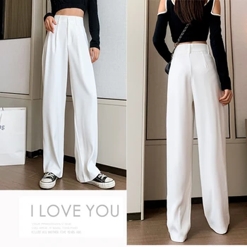 Pantaloni Casual Femei Plus Dimensiune S-3XL Vrac Simplu Design Solid Colector 2021 Vara Full-length Stil coreean Talie Mare All-meci