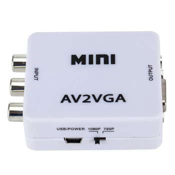 PzzPss 1080P Video Mini Convertor RCA AV VGA Video Converter Schimb cu 3.5 mm Audio AV2VGA / CVBS + Audio pentru PC HDTV