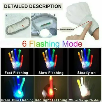 LED Intermitent Mănuși 6 Modul Colorate Strălucire de Lumină în Sus Degetul Iluminat Strălucire În Întuneric Dance Party Decor Festival Accesorii