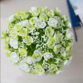 21 Cap Artificiale De Plastic A Crescut De Flori De Mătase Buchet De Nunta Decor Acasă Ușoară Și Moale De Simulare Flori